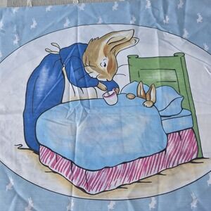 VTG Beatrix Potter Peter Rabbit Pillowcases Set Of 2 Queen Standard Blue Bunny